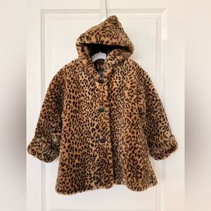 Copper Key Leopard Swing Coat Sz Sm 4-6 lined with hood and pockets